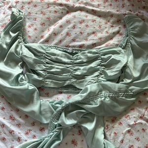 Aqua cropped long sleeve top